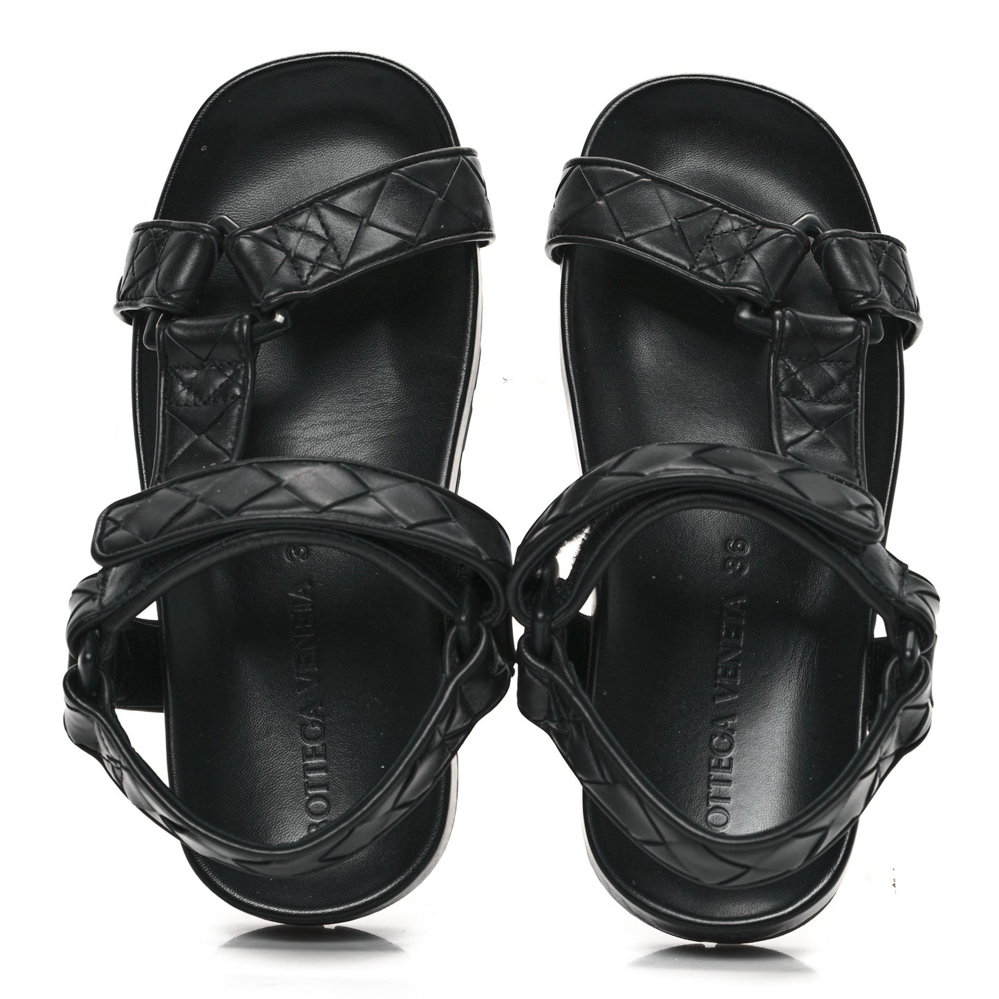 Nappa Intrecciato Trip Sandals 36 Black