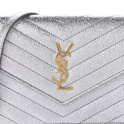 Saint Laurent Metallic Calfskin Matelasse Chevron Monogram Envelope Chain Wallet 9 of 9