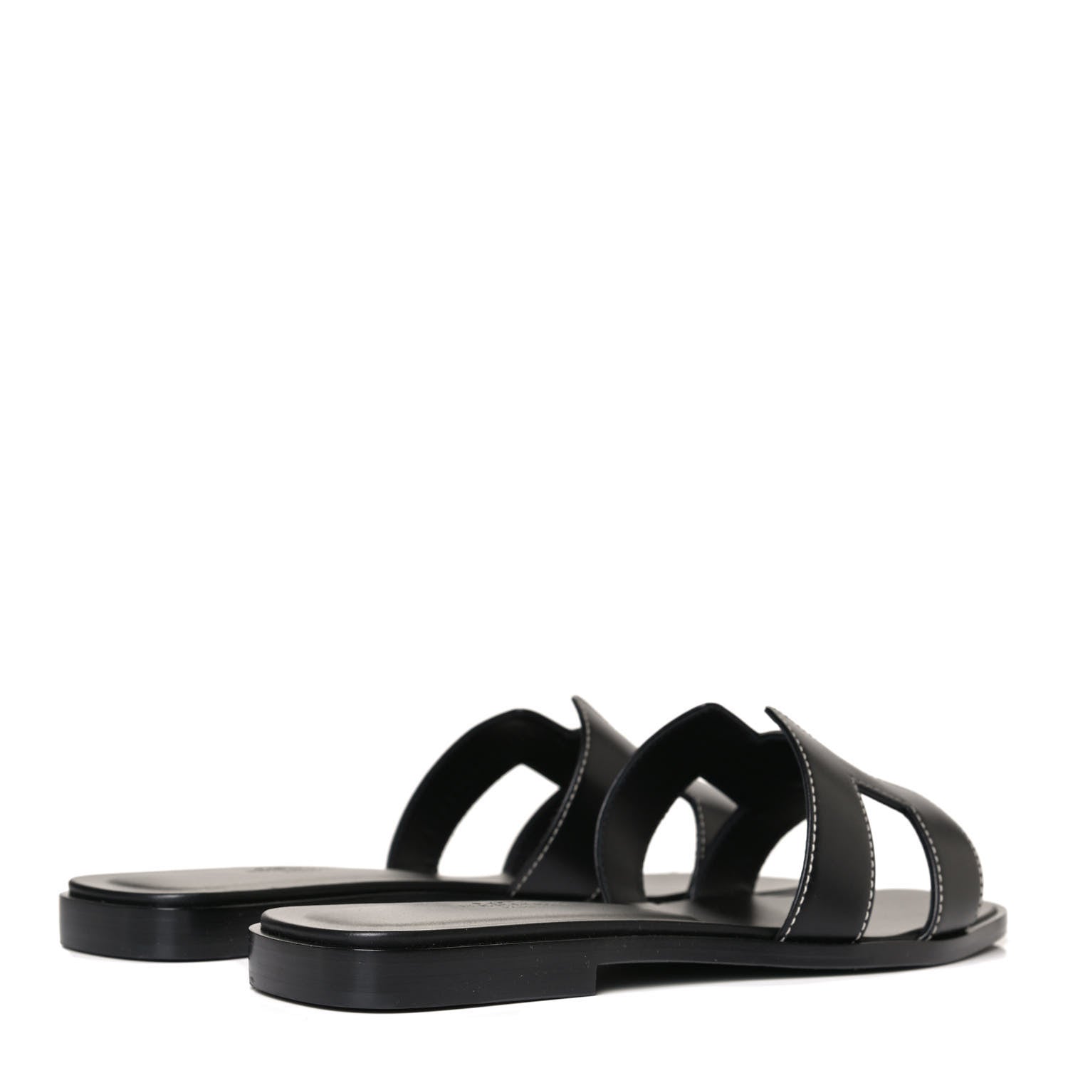 Hermes Box Calfskin Oran Sandals 37 Black 7 of 22