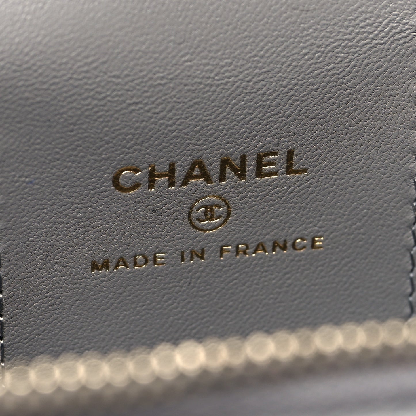 Lambskin Quilted Metal Mini Top Handle Vanity Case With Chain Grey