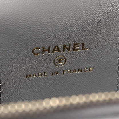 Chanel Lambskin Quilted Metal Mini Top Handle Vanity Case With Chain Grey 6 of 12