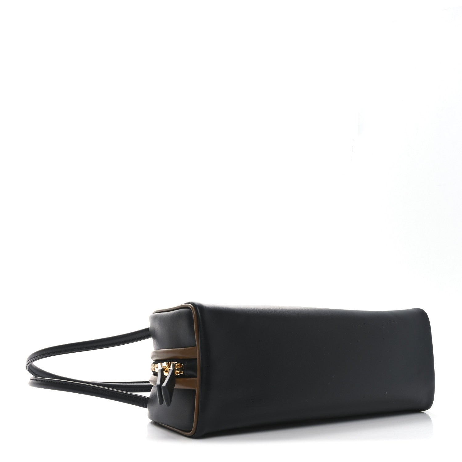 Prada Soft Calfskin Swing Shoulder Bag Black Hazelnut 4 of 9