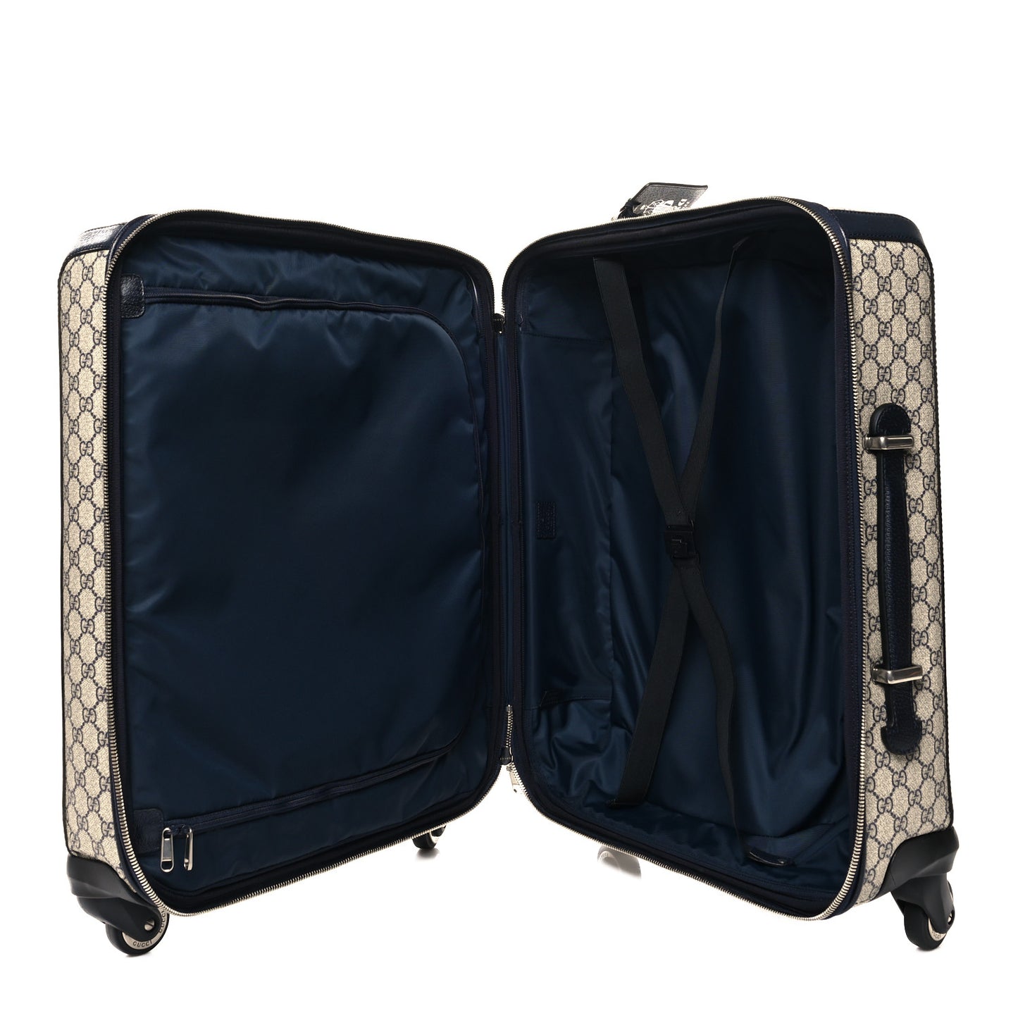 GG Supreme Monogram Textured Dollar Calfskin Web Savoy Cabin Plus Trolley Beige Blue