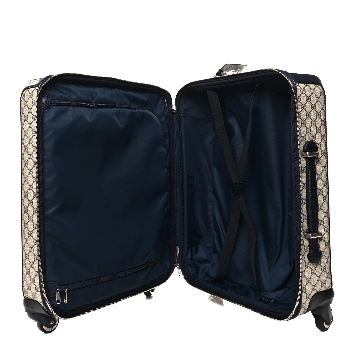 Gucci GG Supreme Monogram Textured Dollar Calfskin Web Savoy Cabin Plus Trolley Beige Blue 4 of 12