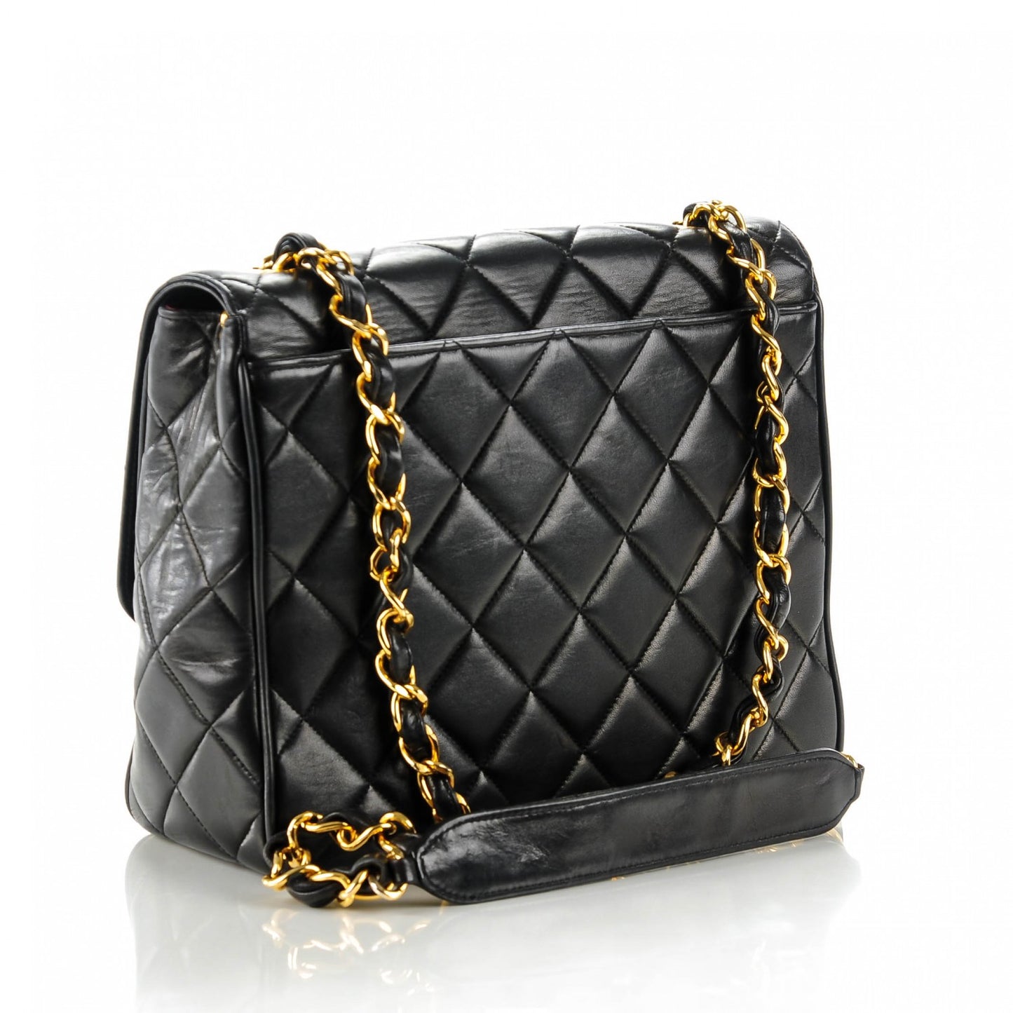 Lambskin Quilted Medium Single Flap Black