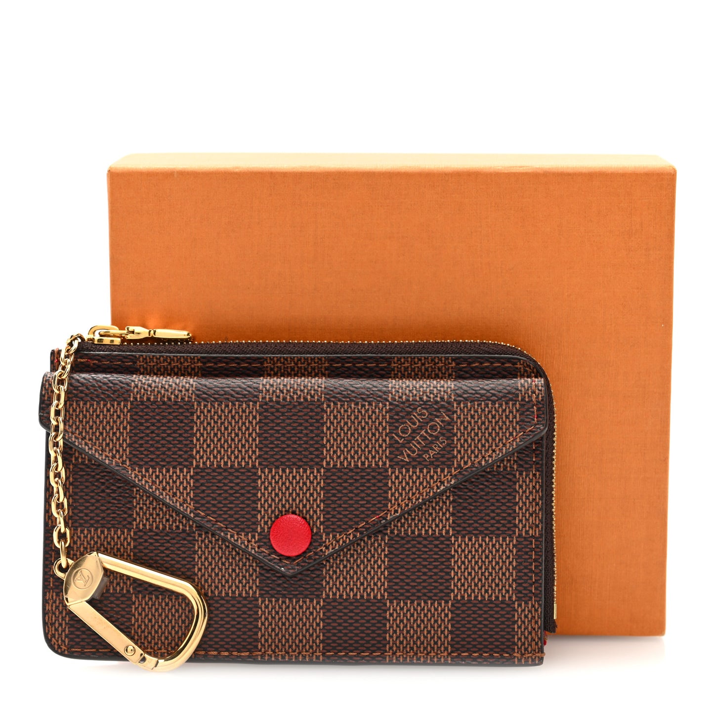 Damier Ebene Recto Verso Card Holder Red