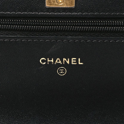 Chanel Lambskin Quilted Sweet Camellia Wallet On Chain WOC Black 6 of 13