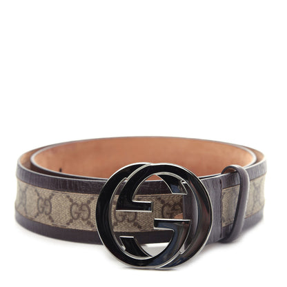 Gucci GG Supreme Monogram Niagara Lux Calfskin Interlocking G 40mm Belt 95 38 Beige Ebony Cocoa 1 of 7