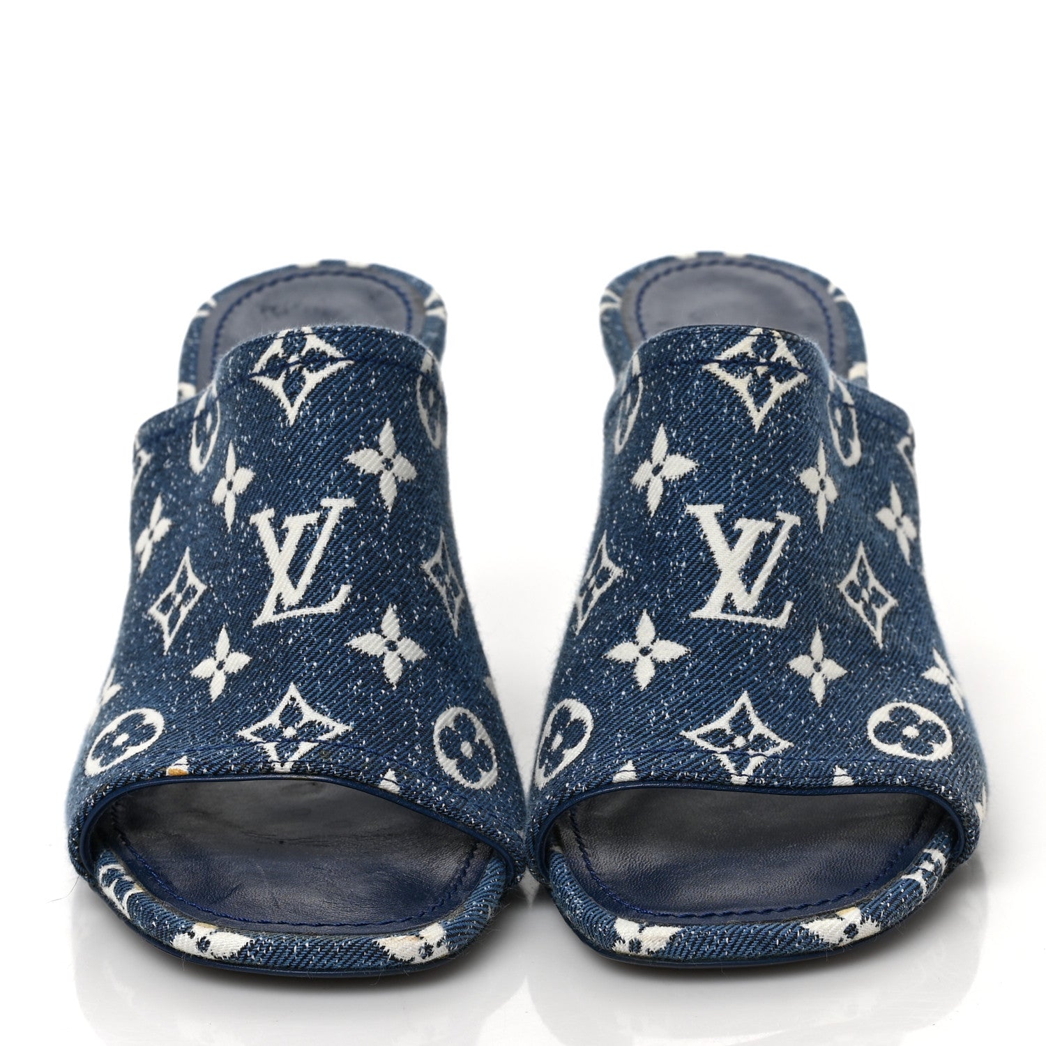 Louis Vuitton Denim Monogram Silhouette Mules 38 Navy Blue 2 of 9