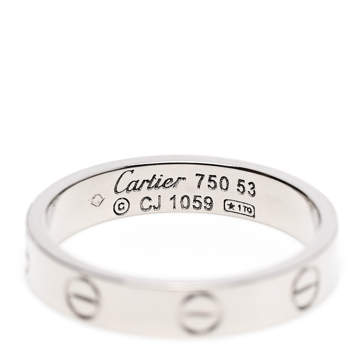 18K White Gold 3.5mm LOVE Wedding Band Ring 53 6.25