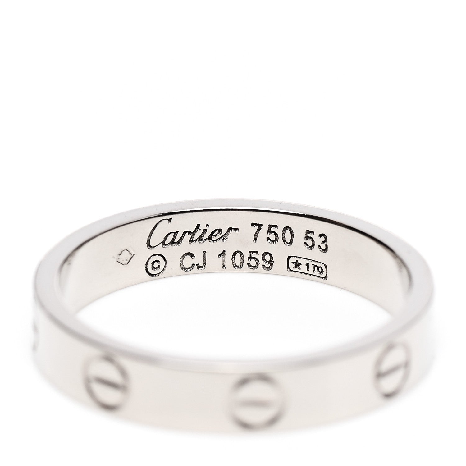 Cartier 18K White Gold 3.5mm LOVE Wedding Band Ring 53 6.25 4 of 4