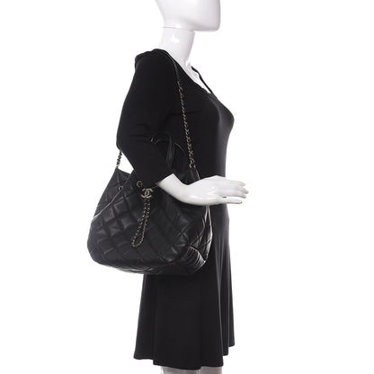 Chanel Lambskin Quilted CC Dweller Drawstring Tote Black 2 of 11