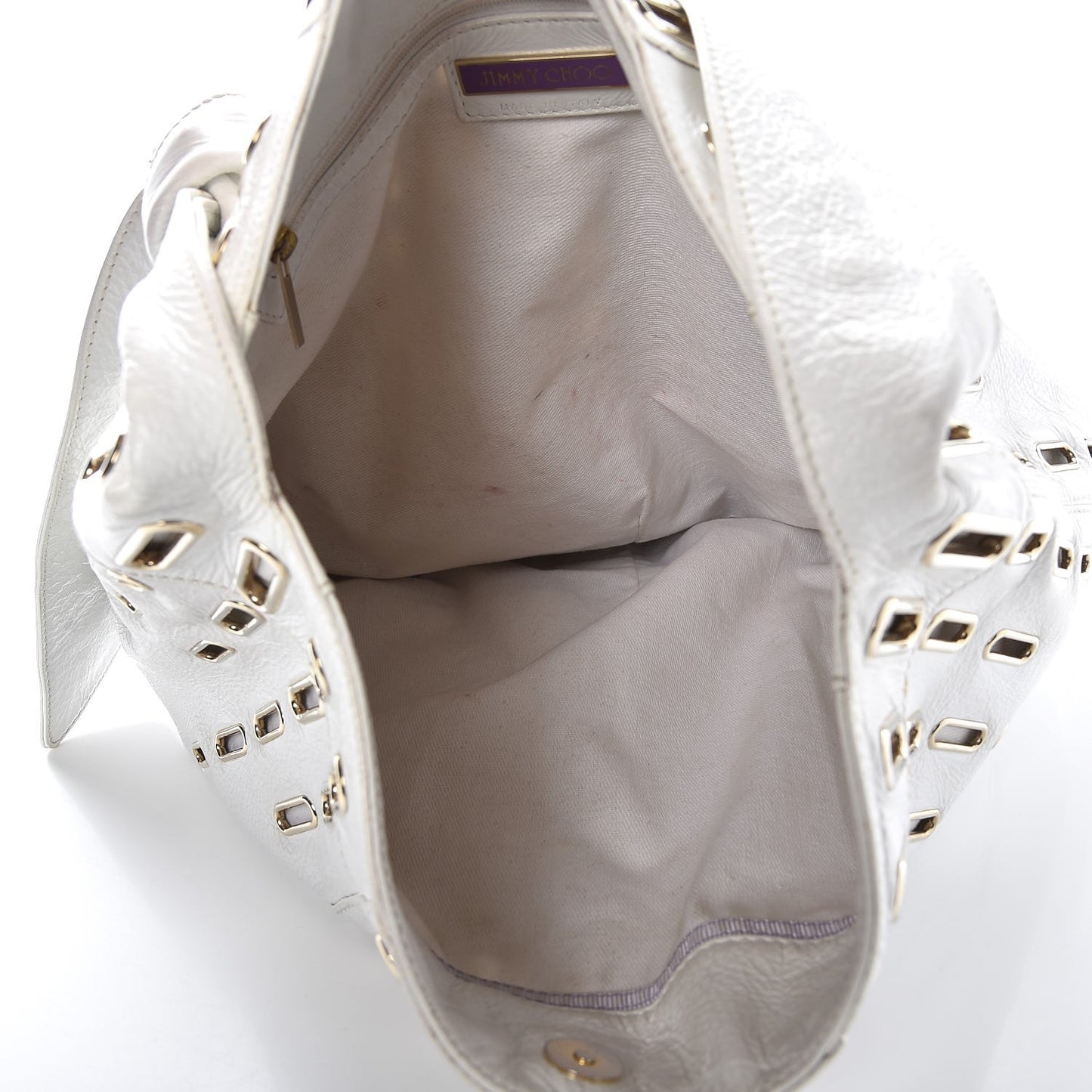 Calfskin Grommet Khan Hobo White