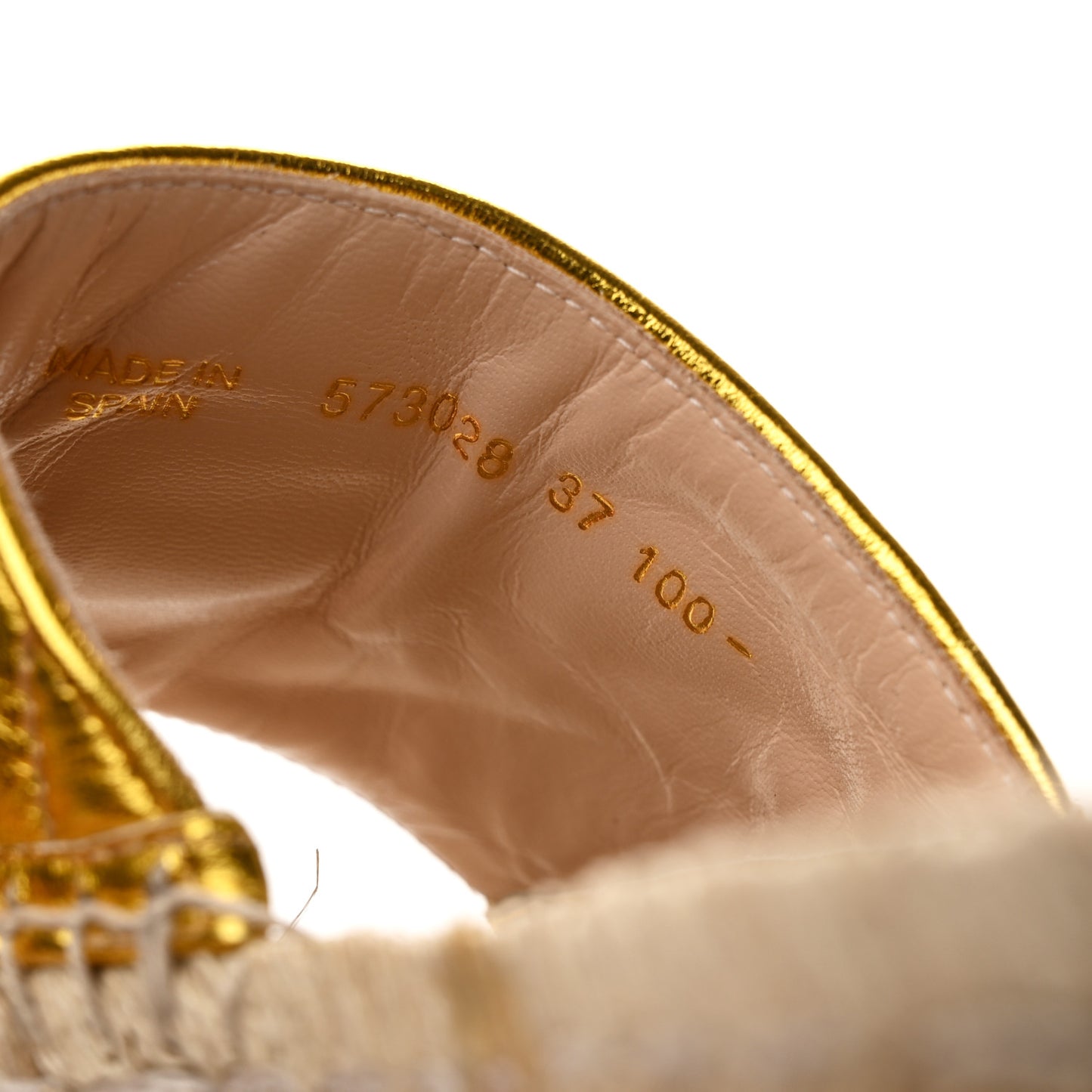 Metallic Nappa Matelasse GG Marmont Espadrille Slide Sandals 37 Oro