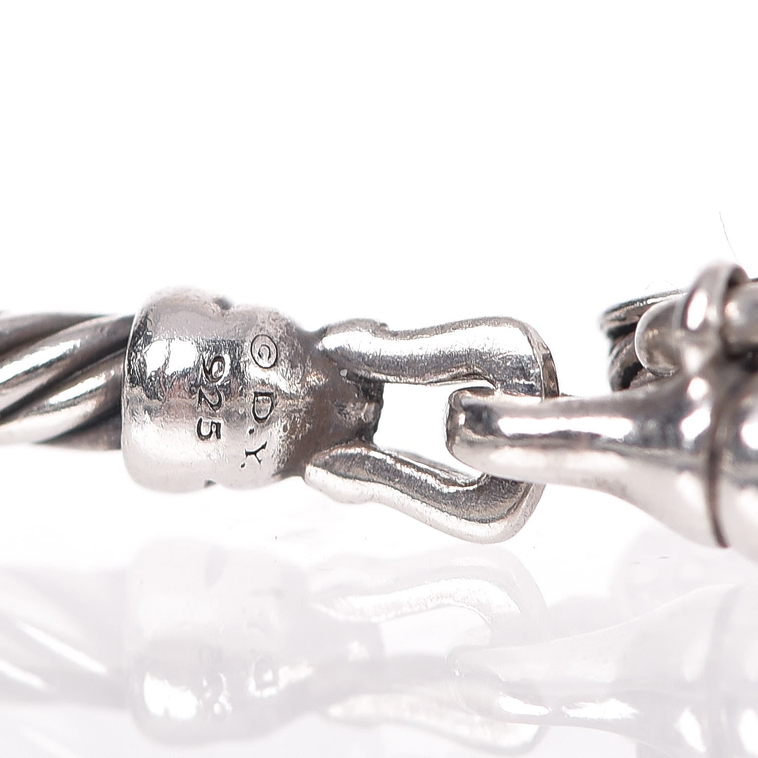 David Yurman Sterling Silver Diamond Heart Padlock Cable Bracelet 4 of 5