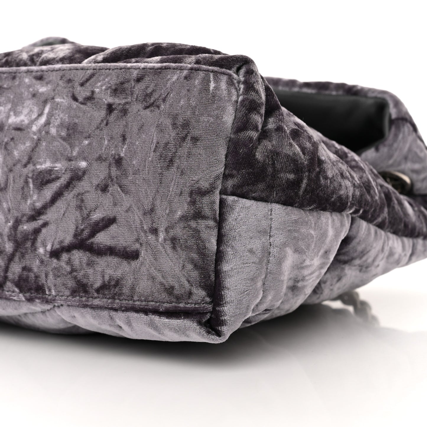 Crushed Velvet Quilted Small Loulou Puffer Monogram Chain Satchel Cloud Grey