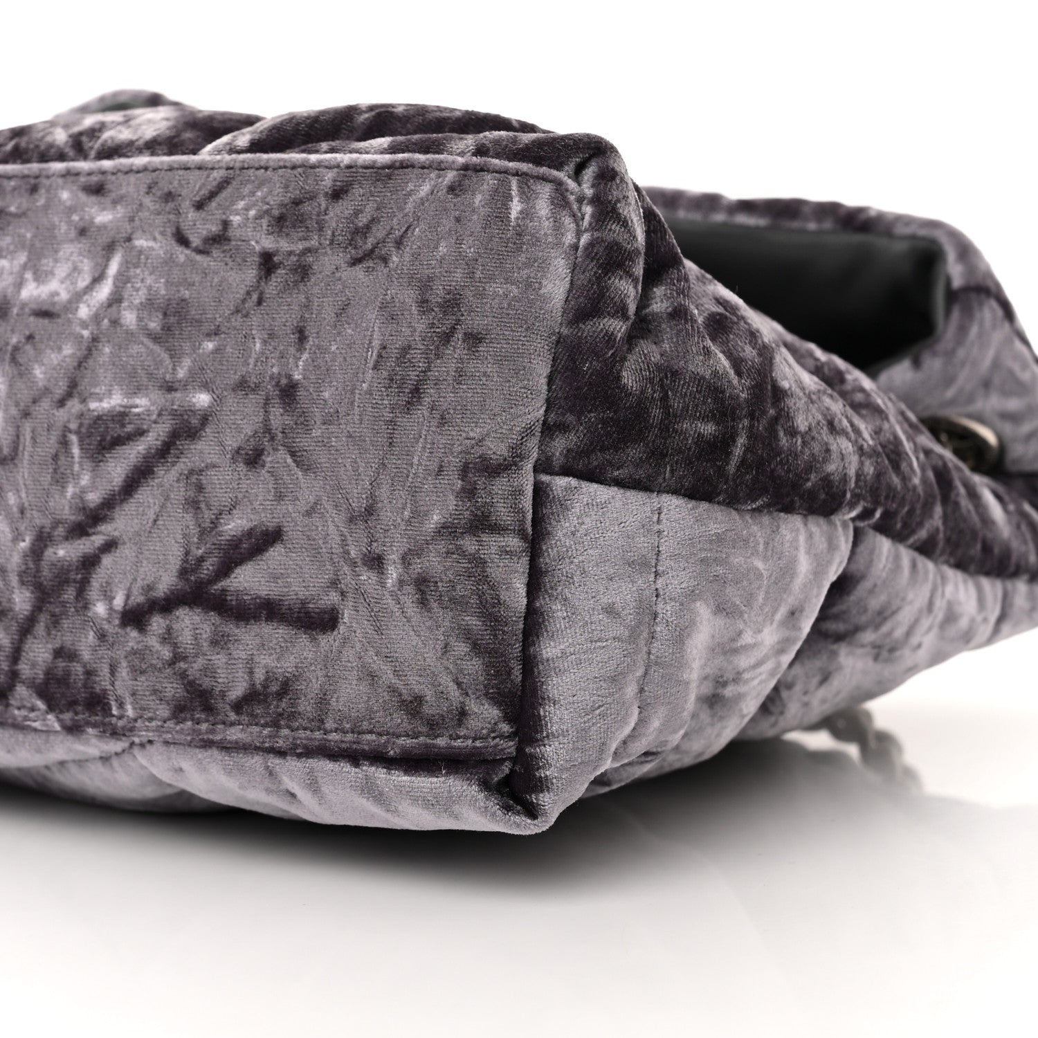 Saint Laurent Crushed Velvet Quilted Small Loulou Puffer Monogram Chain Satchel Cloud Grey 11 of 11