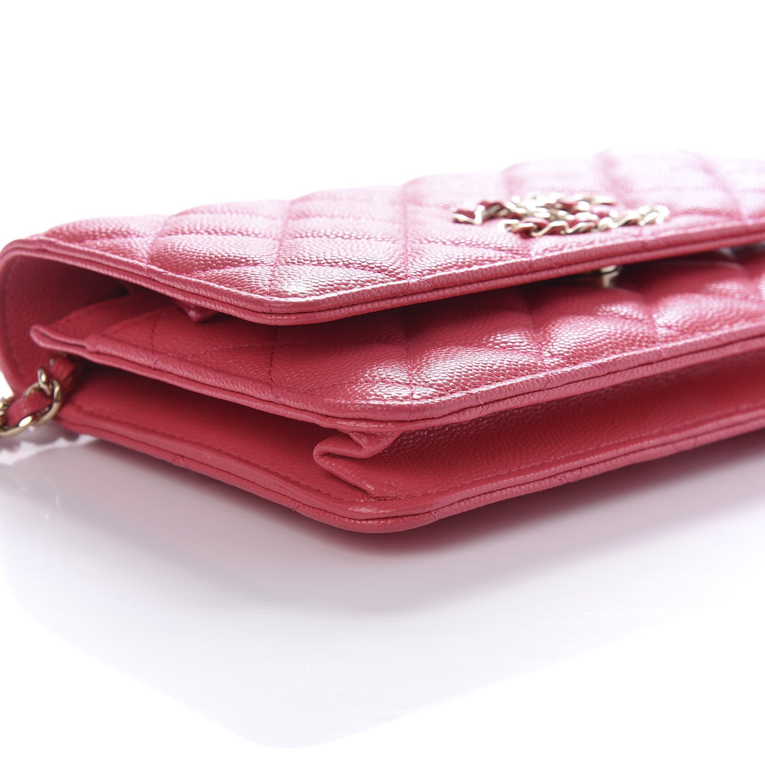 Chanel Caviar Quilted French New Wave Chain CC Wallet On Chain WOC Pink 9 of 12