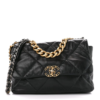 Chanel Goatskin Quilted Large Chanel 19 Flap Black 1 of 11