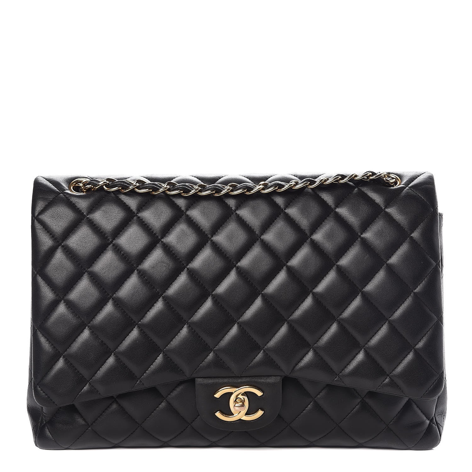 Chanel Lambskin Quilted Maxi Double Flap Black 2 of 19