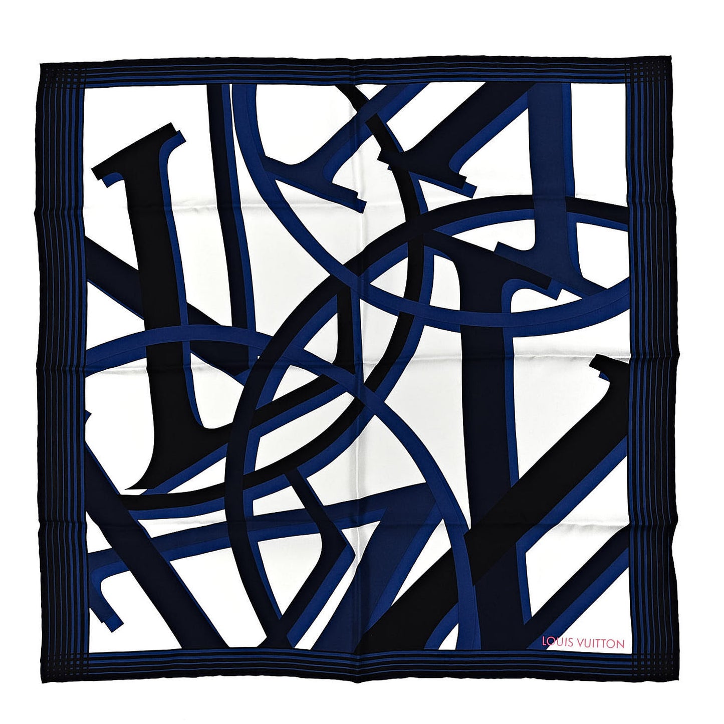 Silk Square Scarf White Blue