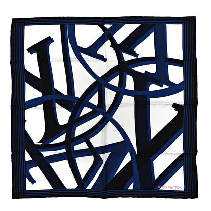 Louis Vuitton Silk Square Scarf White Blue 1 of 4