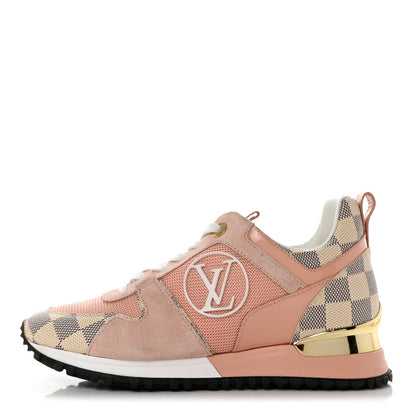 Louis Vuitton Suede Damier Azur Run Away Sneakers 35 Pink 1 of 8