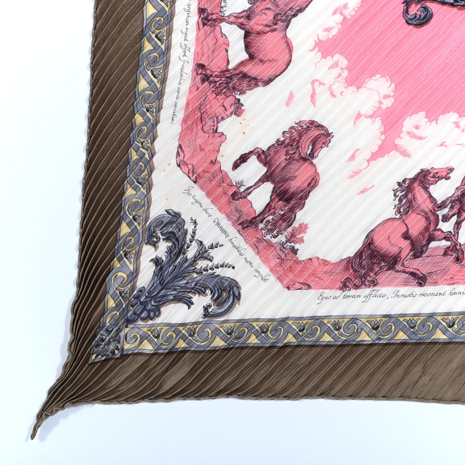 Hermes Silk Courbettes Et Cabrioles Plisse Scarf 90 7 of 7