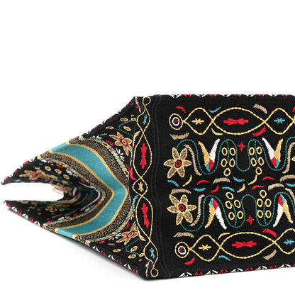 Christian Dior Canvas Embroidered Large Flowers Heart Book Tote Black Multicolor 9 of 10