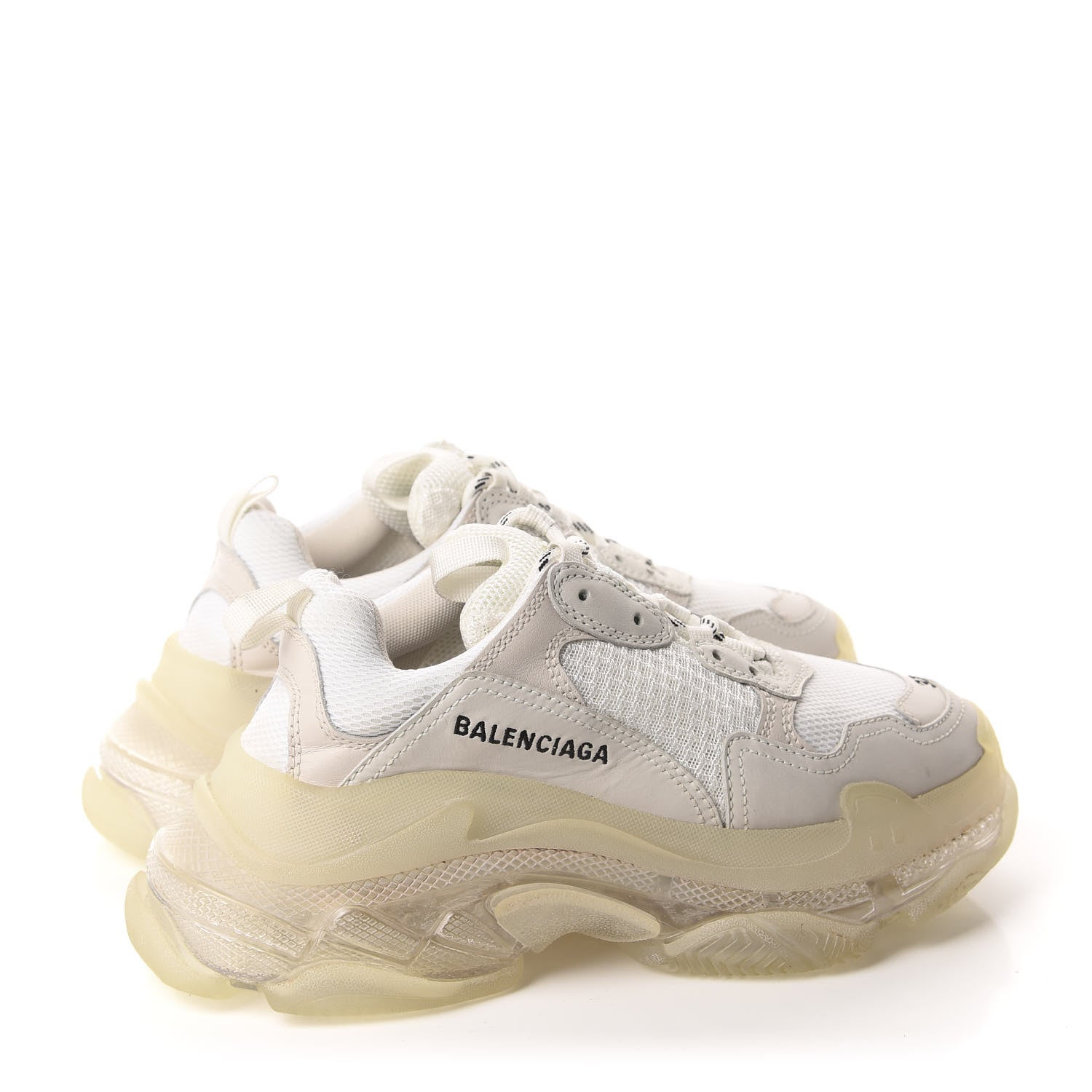 Balenciaga Fabric Mesh Clear Sole Womens Triple S Sneakers 37 White 4 of 9