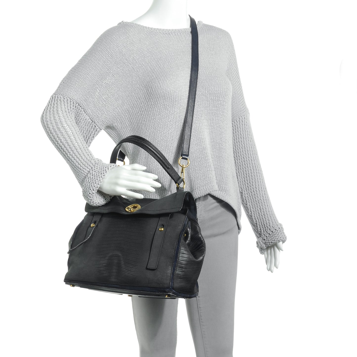 Leather Lizard Embossed Muse Two Blue
