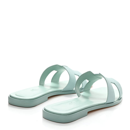 Hermes Epsom Oran Sandals 37.5 Vert Embrun 4 of 9