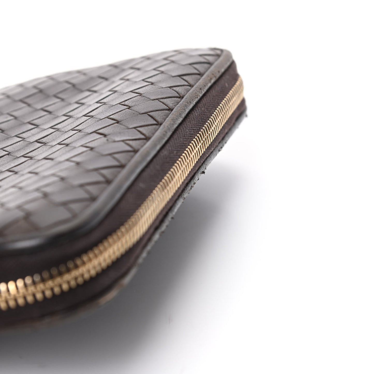 Nappa Intrecciato Zip Around Wallet Ebano