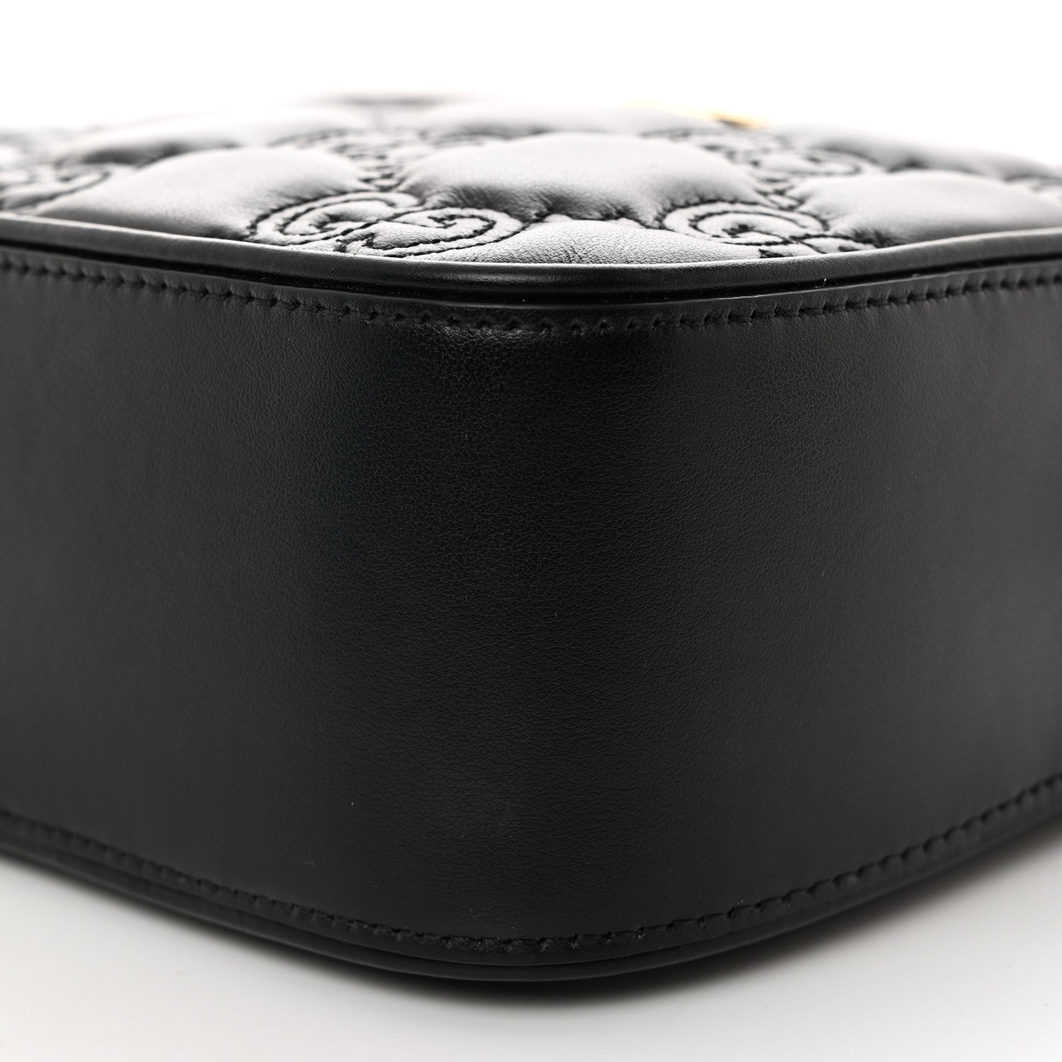 Gucci Calfskin GG Matelasse Shoulder Bag Black Natural 11 of 11