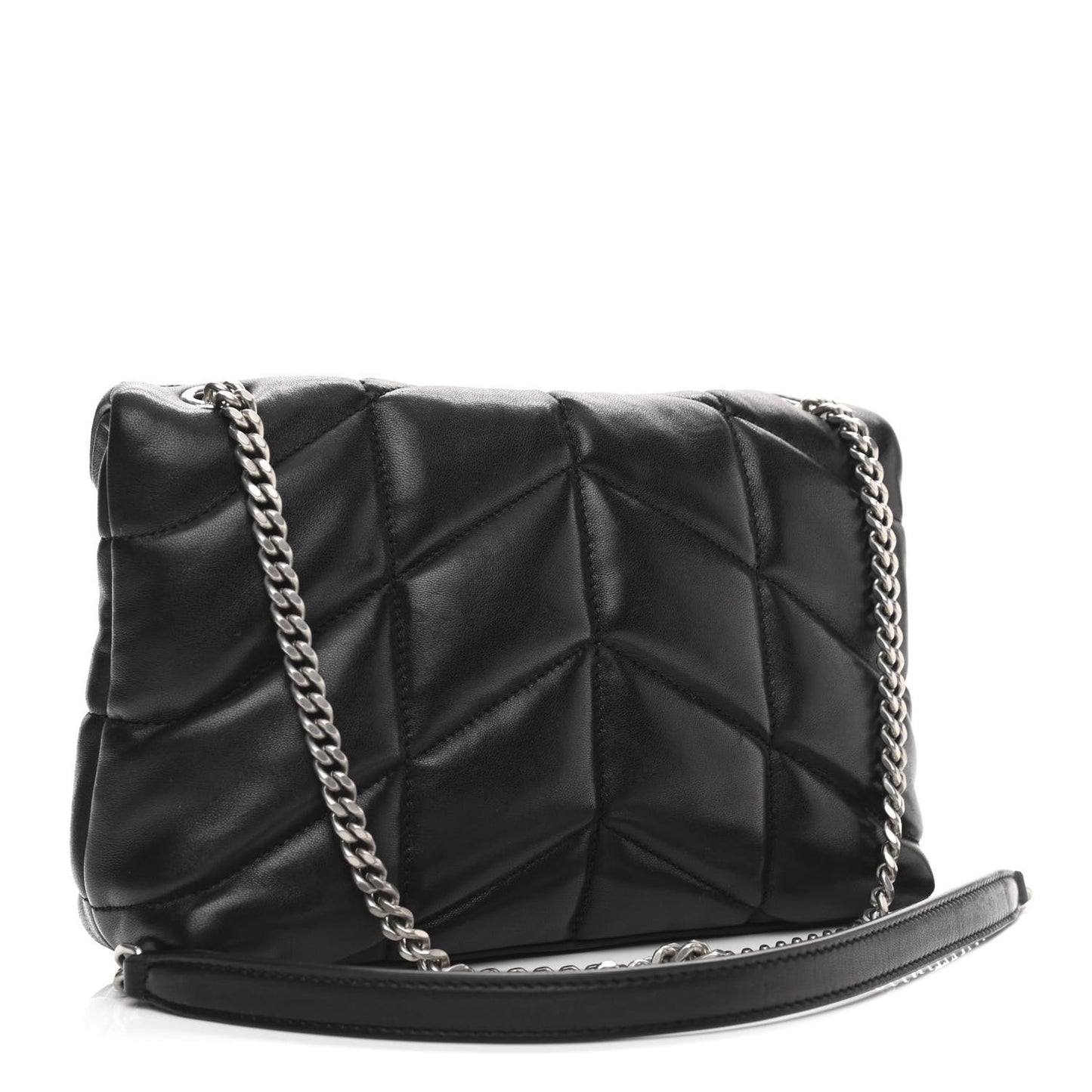 Lambskin Quilted Toy Loulou Puffer Monogram Chain Satchel Black