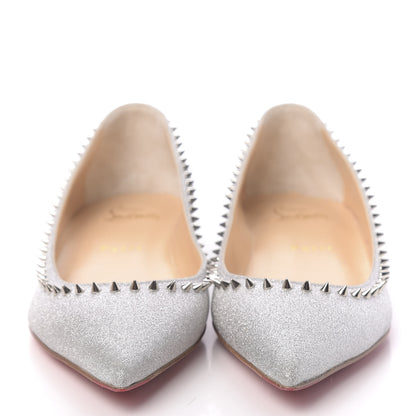 Christian Louboutin Mini Glitter Anjalina Flats 36.5 Silver 2 of 8