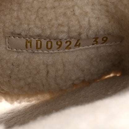 Christian Dior Suede Goatskin Shearling Embroidered Dway Slide Sandals 39 Cookie 9 of 11