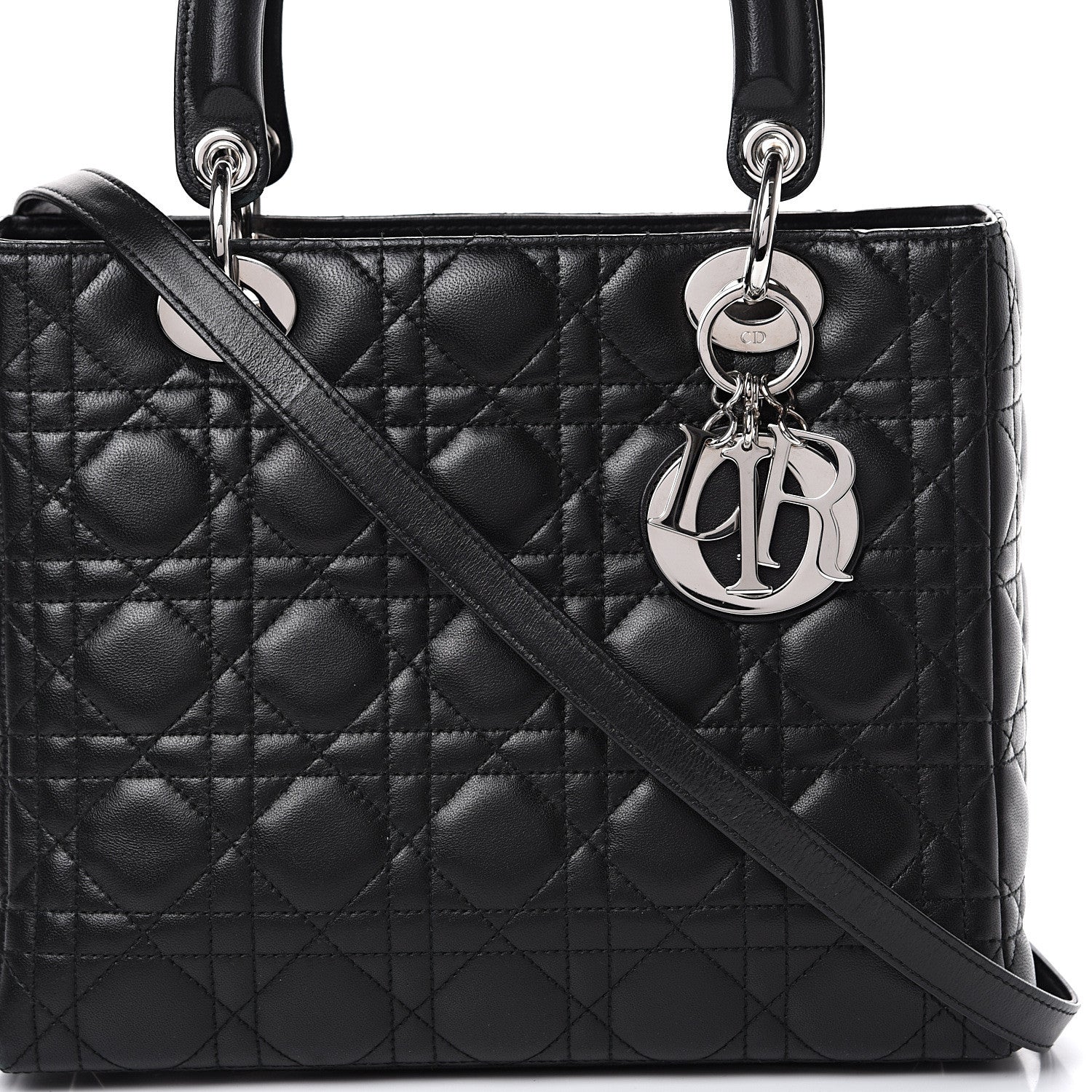 Christian Dior Lambskin Cannage Medium Lady Dior Black 7 of 13