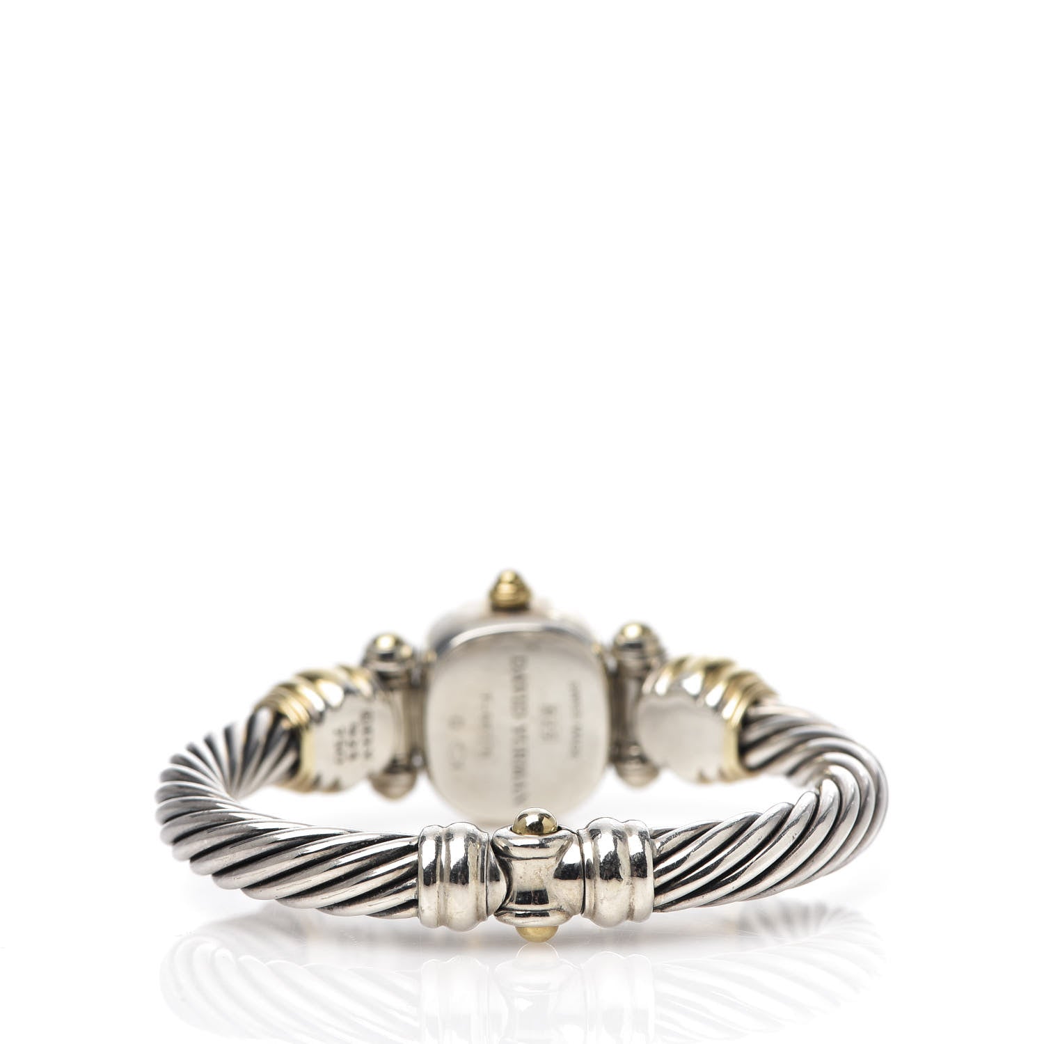 David Yurman Sterling Silver 18K Yellow Gold Diamond Mother of Pearl 21mm Classic Cable Quartz Watch 4 of 10