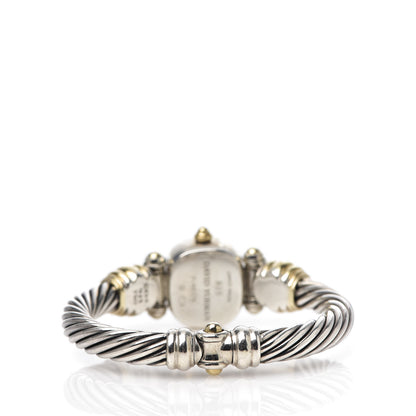 David Yurman Sterling Silver 18K Yellow Gold Diamond Mother of Pearl 21mm Classic Cable Quartz Watch 4 of 10