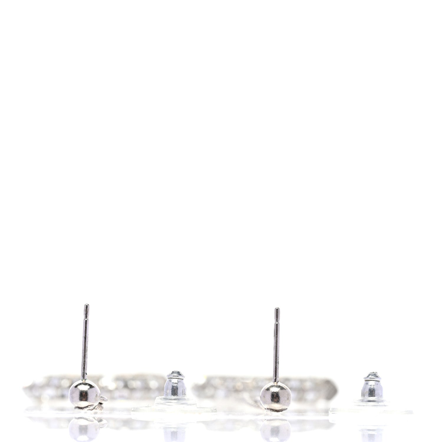 Chanel Baguette Crystal CC Drop Earrings Silver 3 of 4