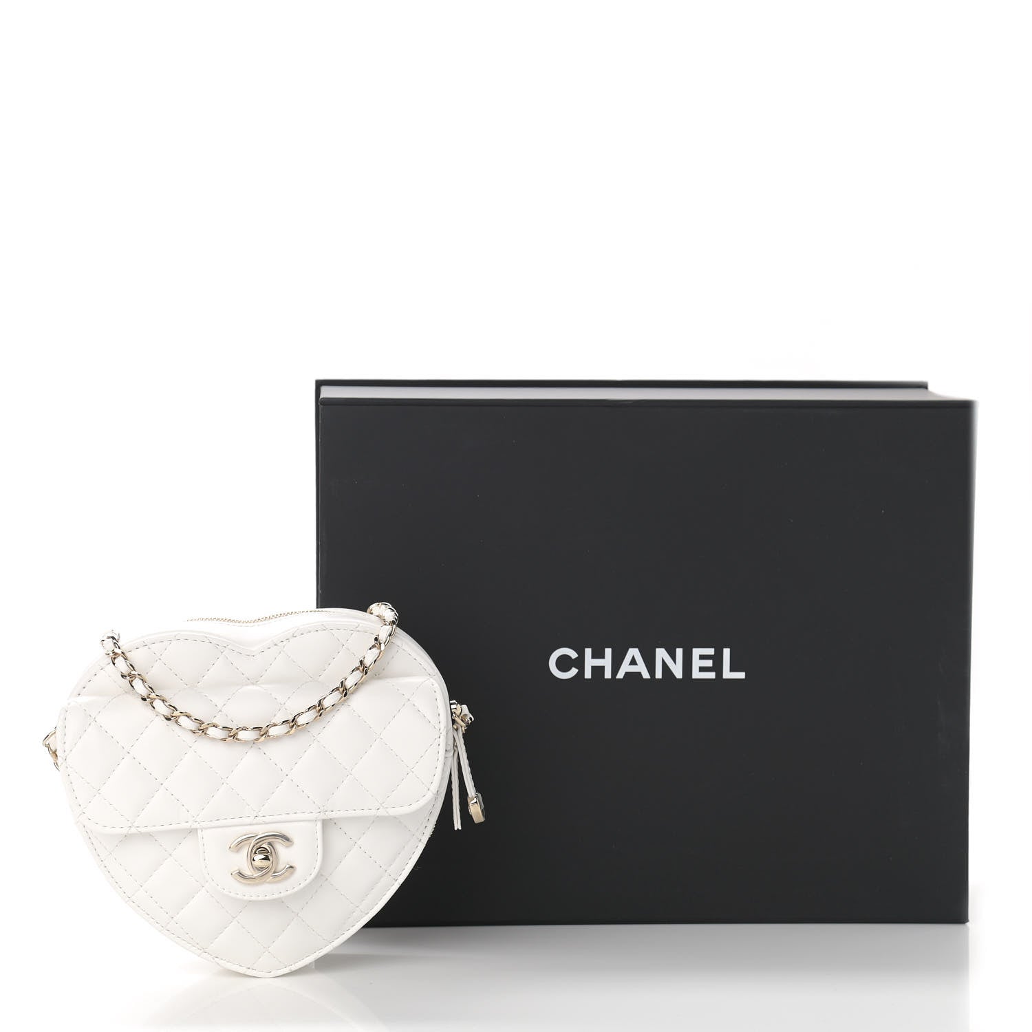 Chanel Lambskin Quilted CC In Love Heart Bag White 11 of 11