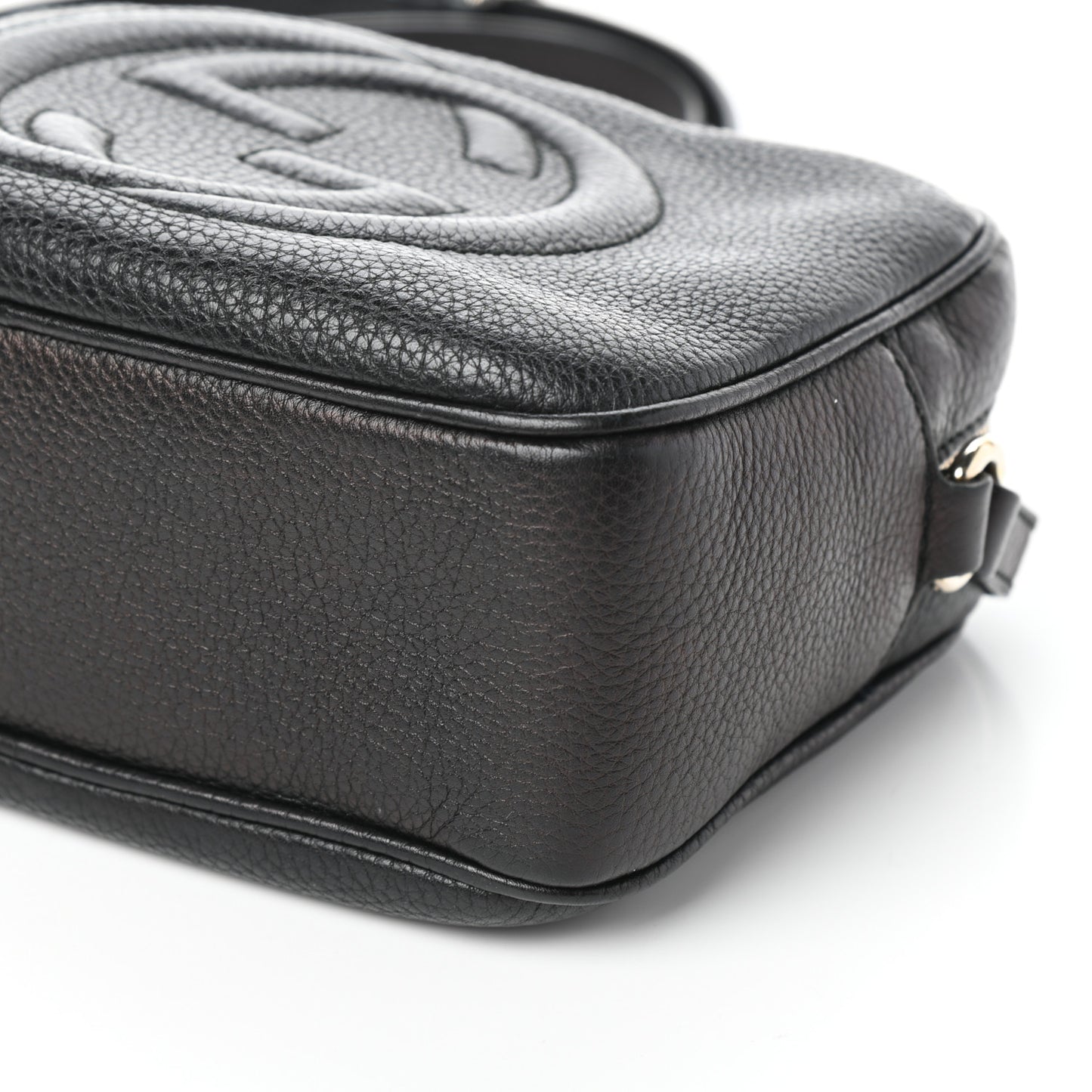 Pebbled Calfskin Small Soho Disco Bag Black