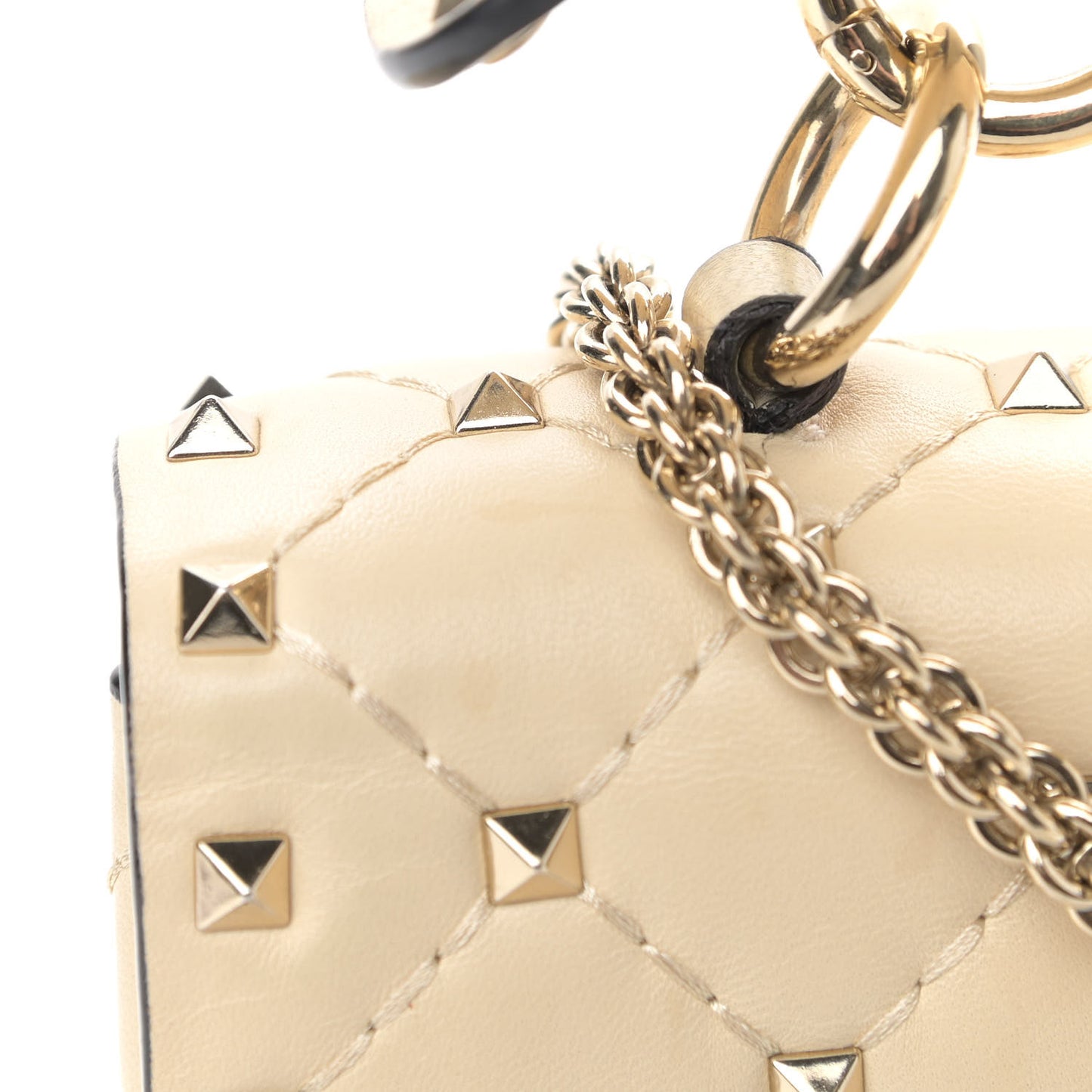 Nappa Small Rockstud Spike Shoulder Bag Light Ivory