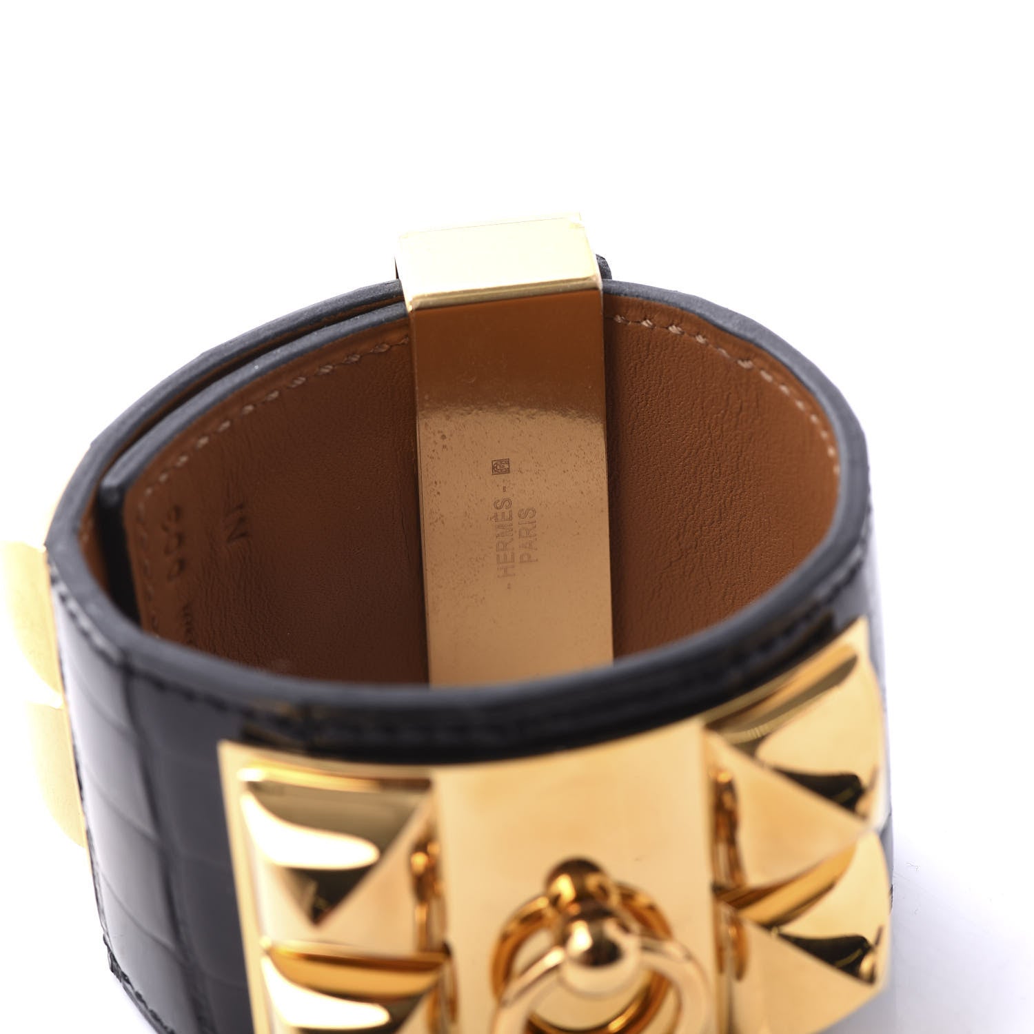 Hermes Shiny Alligator Collier de Chien CDC Bracelet T2 Black 5 of 7