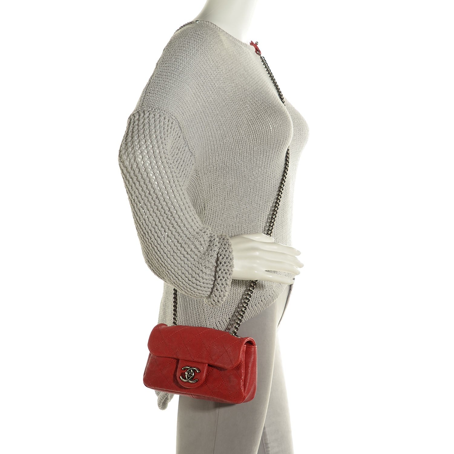 Chanel Caviar Quilted Mini Simply CC Flap Red 2 of 9