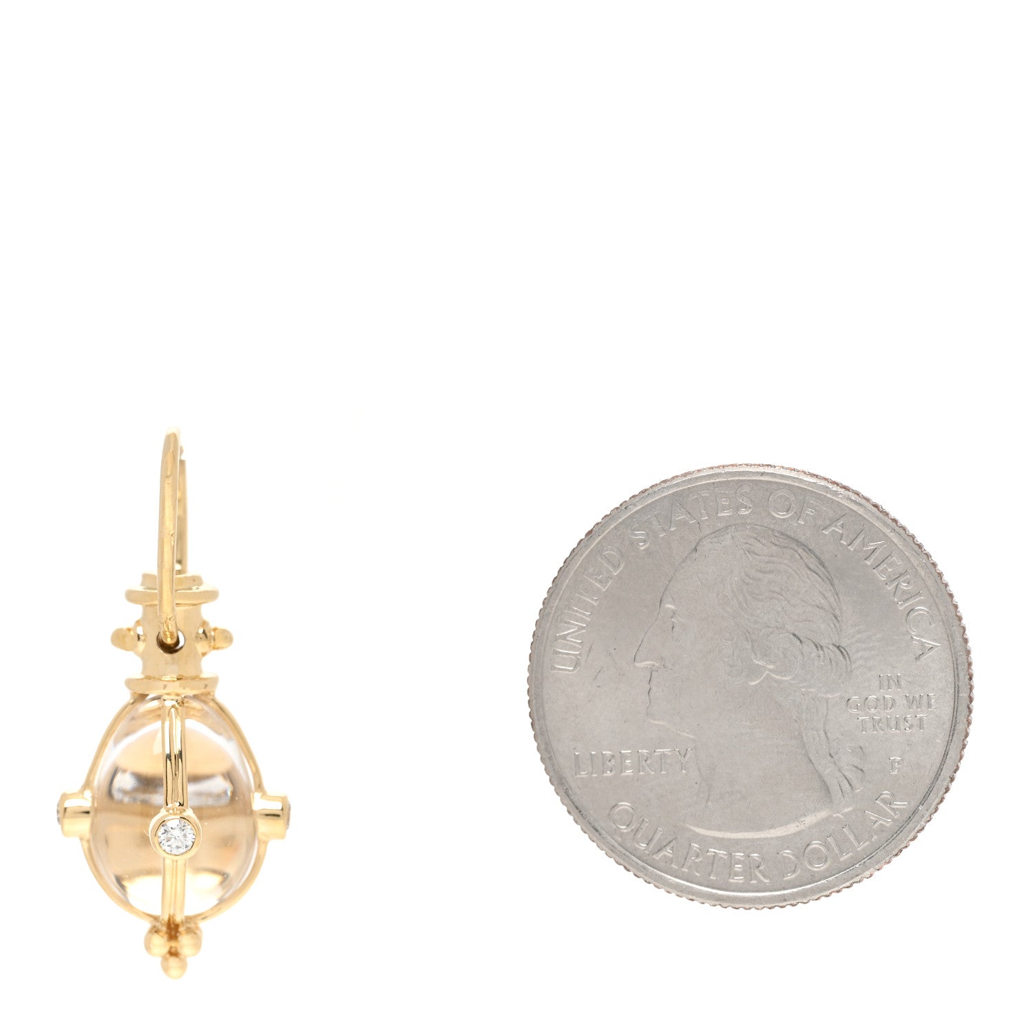 Temple St. Clair 18K Yellow Gold Diamond Rock Crystal XS Classic Amulet Pendant 2 of 3