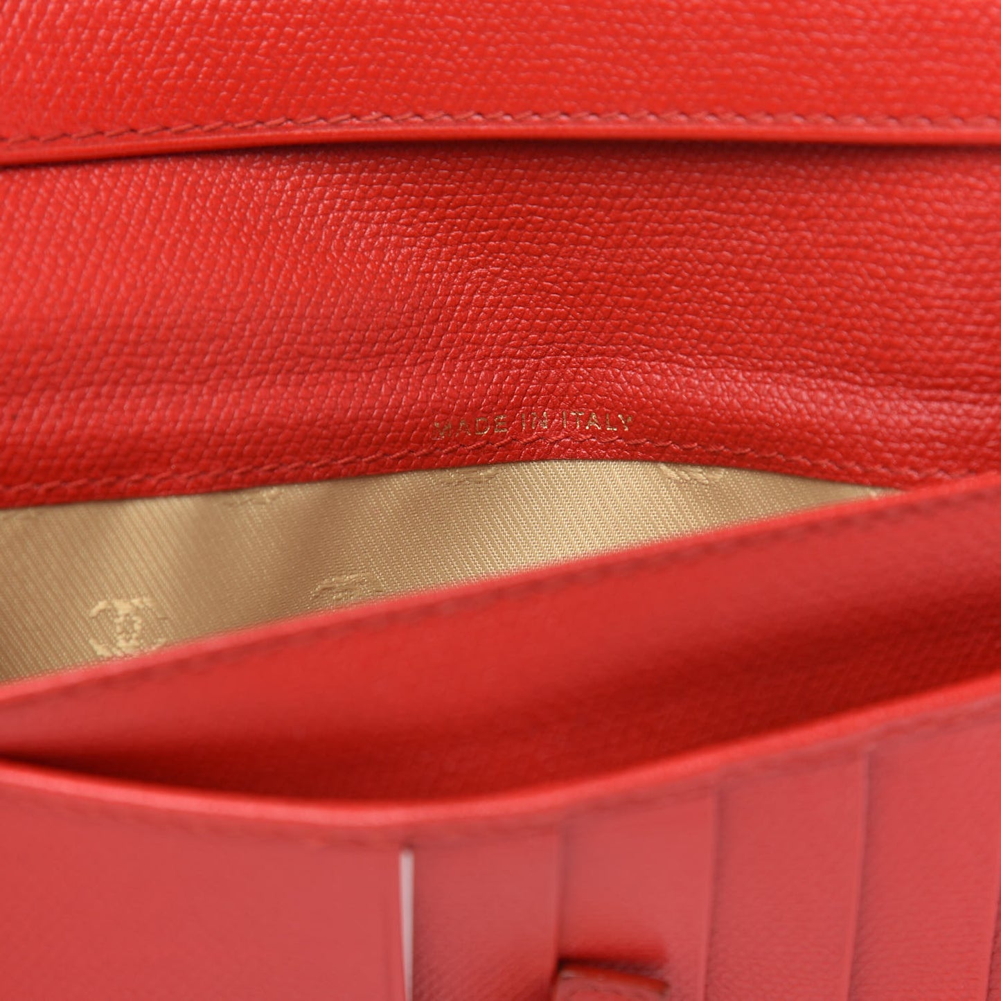 Grained Calfskin CC Button Long Wallet Red
