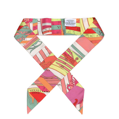 Hermes Silk Astrologie Twilly Rose Corail Vert Fluo 1 of 5