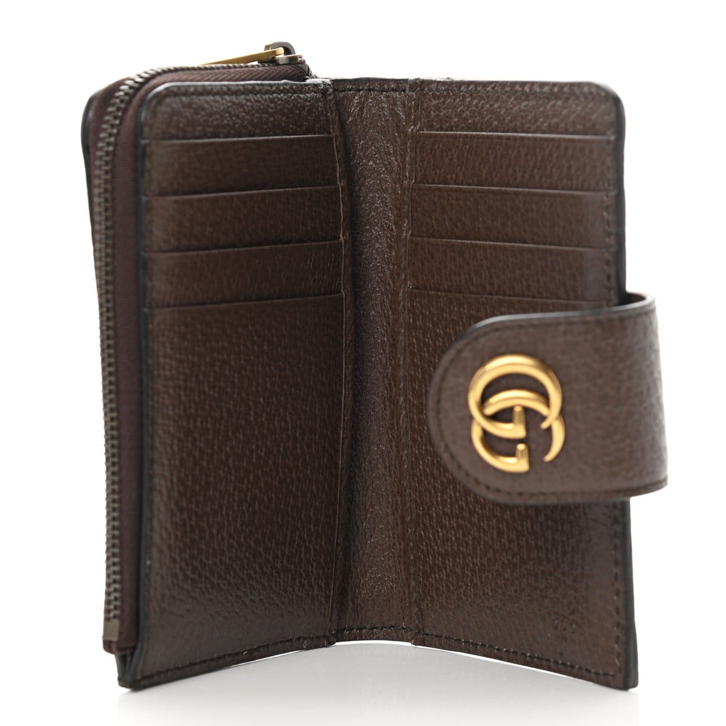 GG Supreme Monogram Textured Dollar Calfskin Web Ophidia Overlay Zip Around Card Case Wallet Beige Ebony New Acero